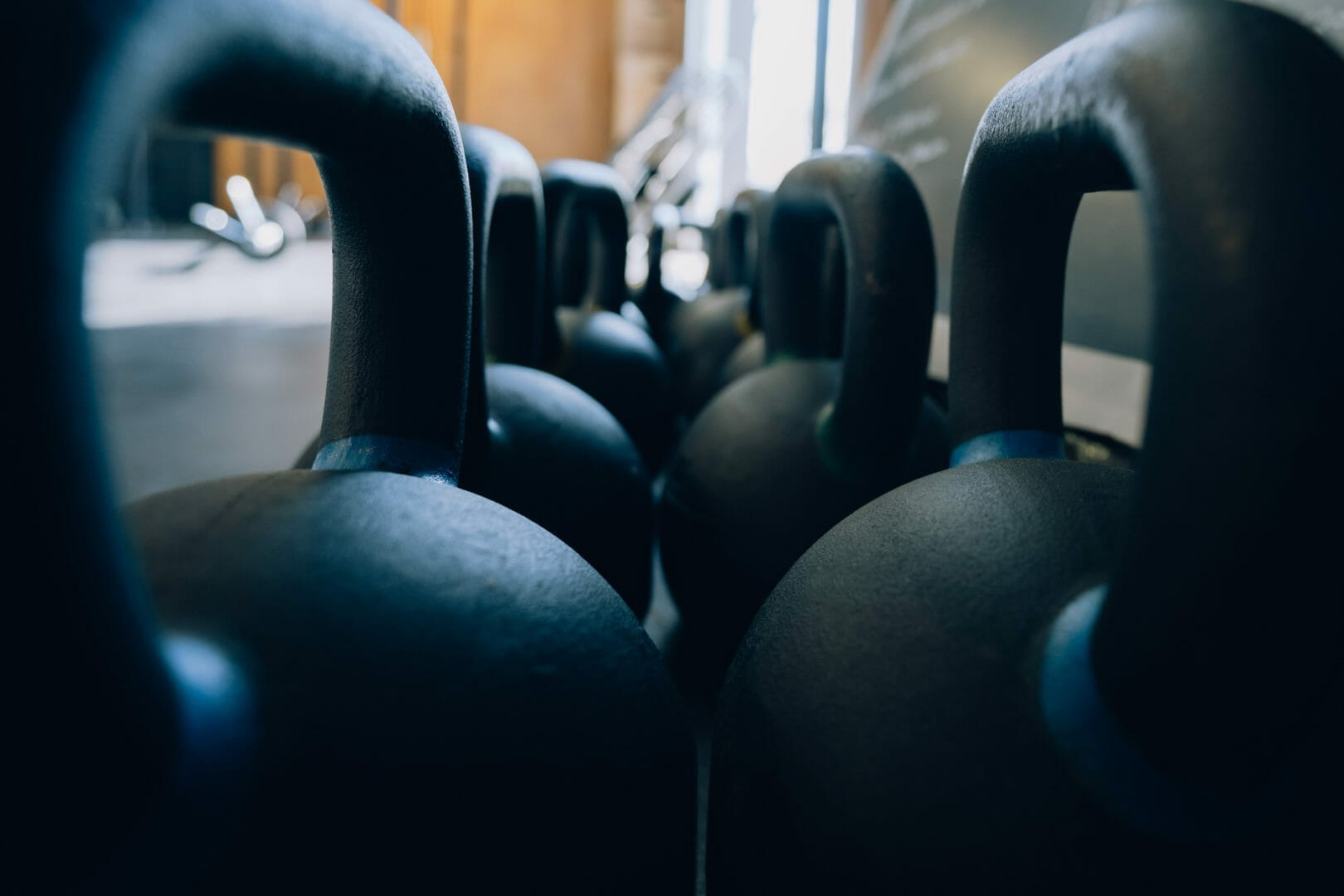 kettlebells at the gym